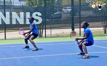 Barton men's tennis No. 2 doubles team of James Kaoma and Barnabas Kalaba in the semifinals of the 2022 NJCAA Division I Championships
