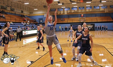 Barton women's basketball player Hannah Valentine goes up for a shot